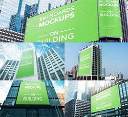 10个建筑外墙广告牌模型：10 Billboards Mockup on Building Vol.1